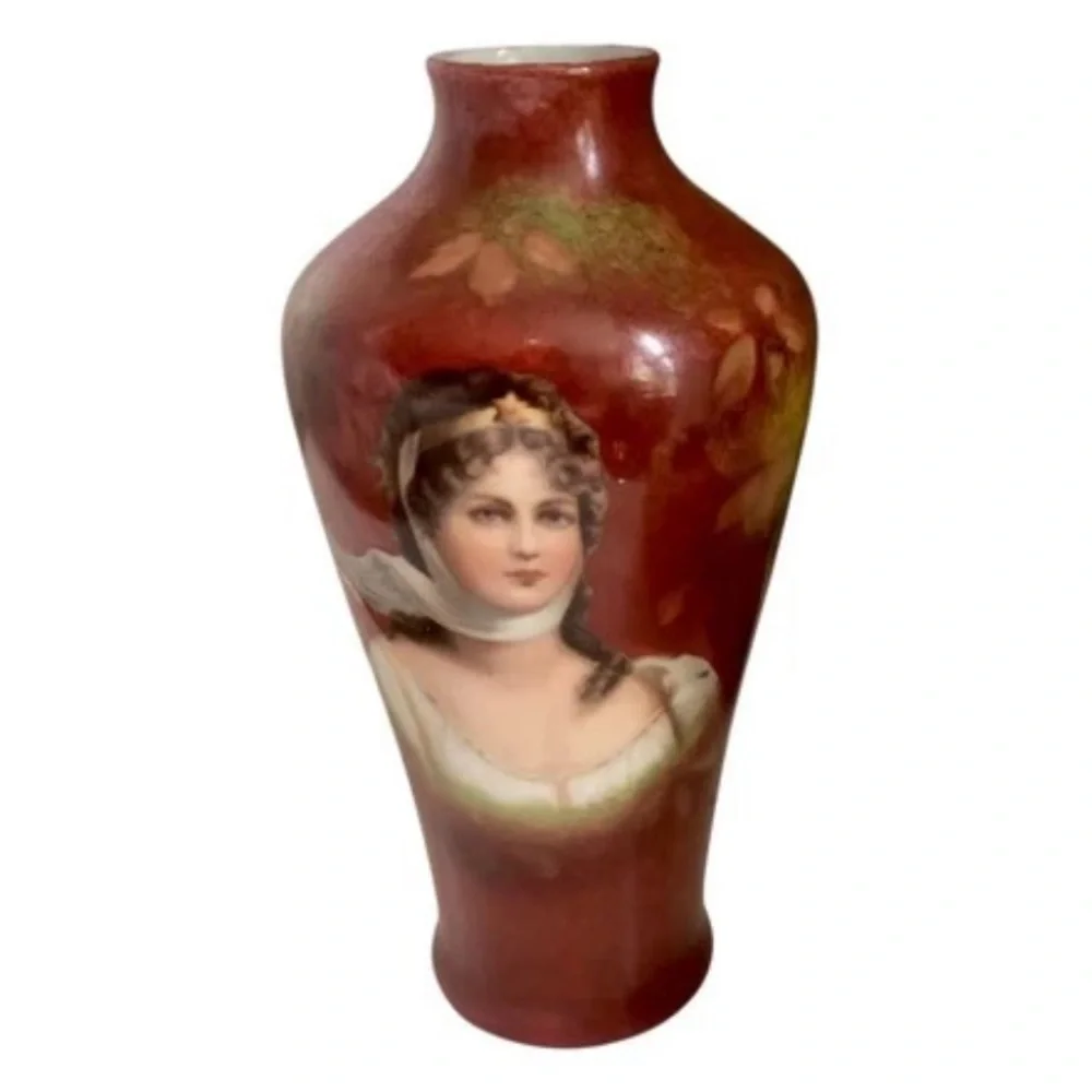 Antique GLH Gebrüder Heubach Porcelain Bud Vase Queen Louise of Prussia 7.5”
